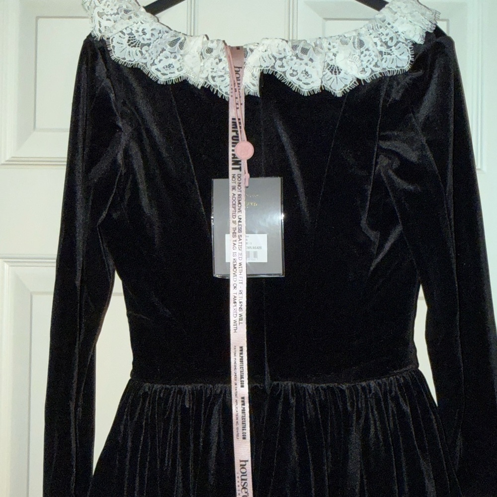 House of CB Czarina Black velvet lace trimmed mini dress - Picture 14 of 16